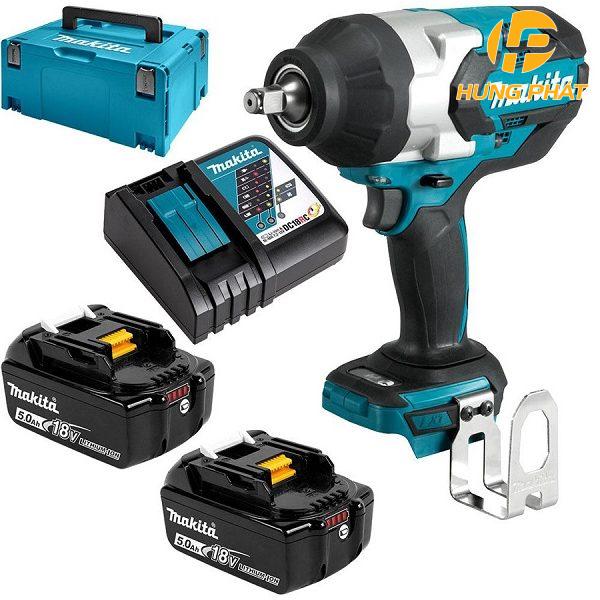 Máy siết bu lông dùng pin Makita DTW1002RTJ (Sạc nhanh(DC18RC), 2 pin 5.0Ah(BL1850B))