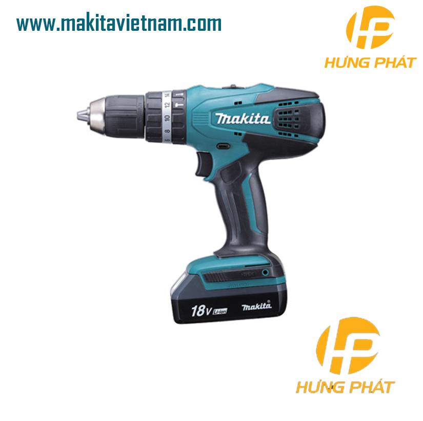 Máy khoan búa, vặn vít dùng pin Makita HP488DWE 18V (Hàng chính hãng) Có kèm sạc + 2 pin 1.3Ah