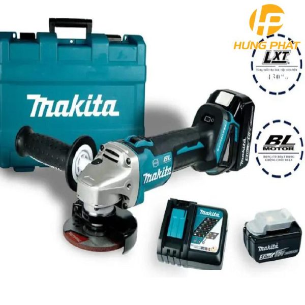 Máy mài góc dùng pin Makita DGA406RTE (Sạc nhanh(DC18RC), 2 pin 5.0 Ah(BL1850B))