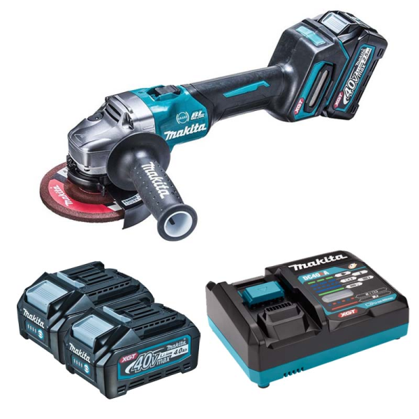 Máy mài góc dùng pin Makita GA003GM201 (Sạc nhanh(DC40RA), 2 pin 4.0Ah(BL4040))