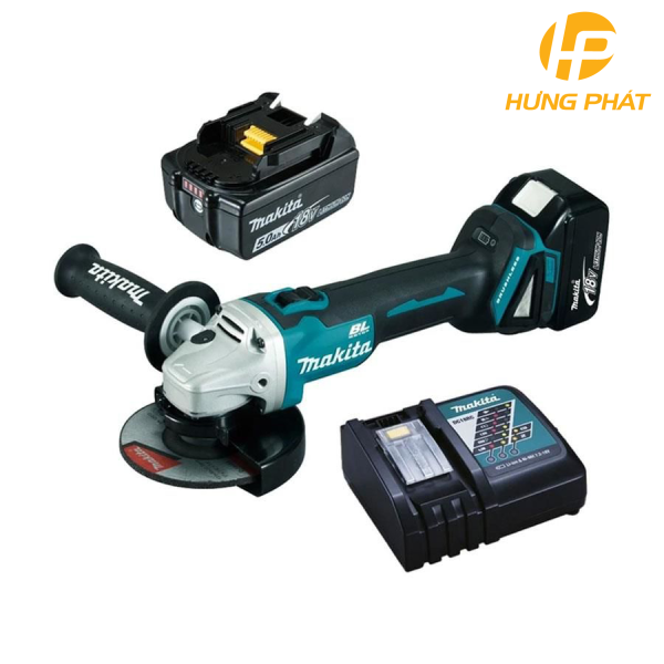 Máy mài dùng pin Makita DGA518RTE (125mm) (Sạc nhanh(DC18RC), 2 pin 5.0Ah(BL1850B))