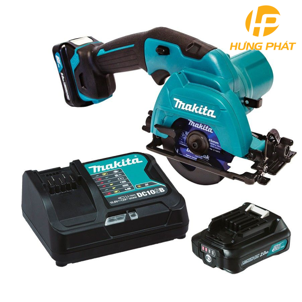 Máy cưa đĩa dùng pin Makita HS301DSAE (Sạc nhanh(DC10SB), 2 pin 2.0Ah(BL1021B))