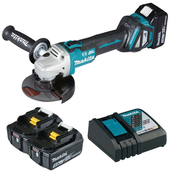 Máy mài dùng pin Makita DGA514RTE (125mm) (Sạc nhanh(DC18RC), 2 pin 5.0Ah(BL1850B))