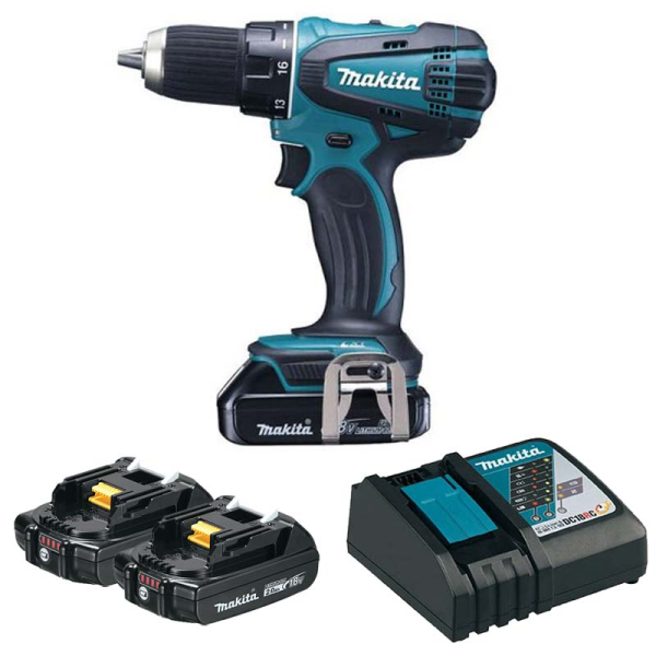 Máy khoan búa, vặn vít dùng pin Makita DHP482RAE (Sạc nhanh(DC18RC), 2 pin 2.0Ah(BL1820B))