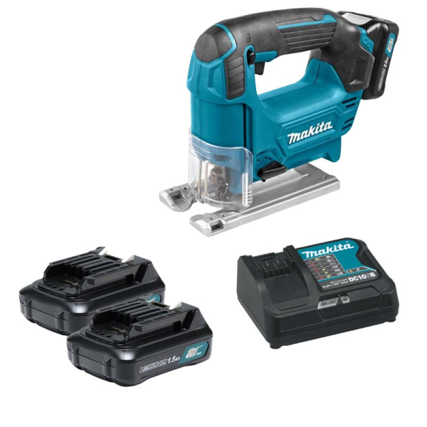 Máy cưa lọng Makita JV101DSYE (kèm 2 pin 1.5Ah + sạc) (Sạc nhanh(DC10SB), 2 pin 1.5Ah(BL1016))