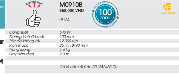 Máy mài góc MAKITA M0910B -100MM-540W (Công tắc đuôi)