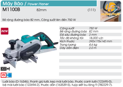 Máy bào Makita M1100B 82MM-750W