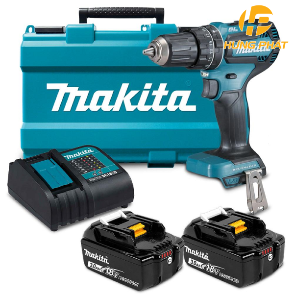 Máy khoan búa, vặn vít dùng pin Makita DHP485SFE (Sạc(DC18SD), 2 pin 3.0Ah(BL1830B))