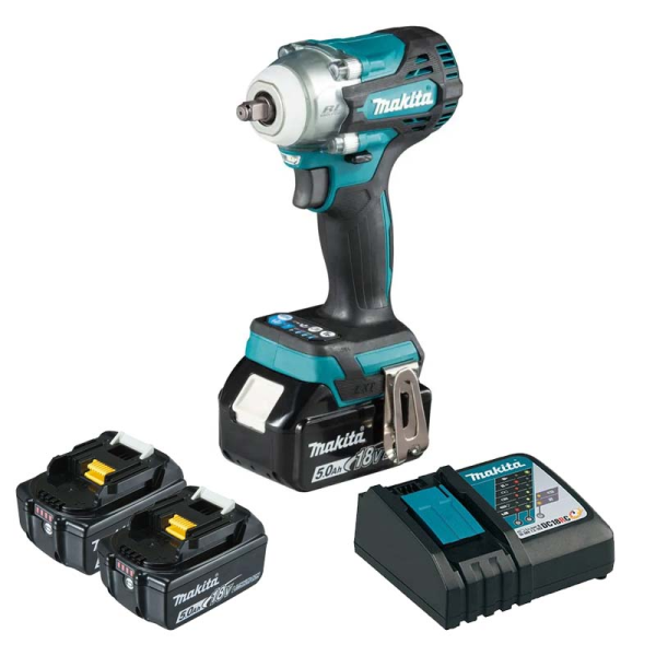 Máy siết bu lông dùng pin Makita DTW302RTJ (3/8") (Sạc nhanh(DC18RC), 2 pin 5.0Ah(BL1850B))