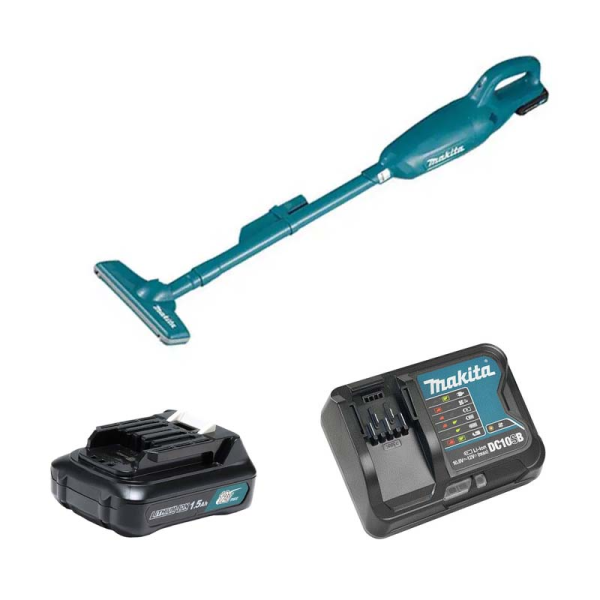 Máy hút bụi dùng pin Makita CL108FDSY - màu xanh (Sạc nhanh(DC10SB), pin 1.5Ah(BL1016))