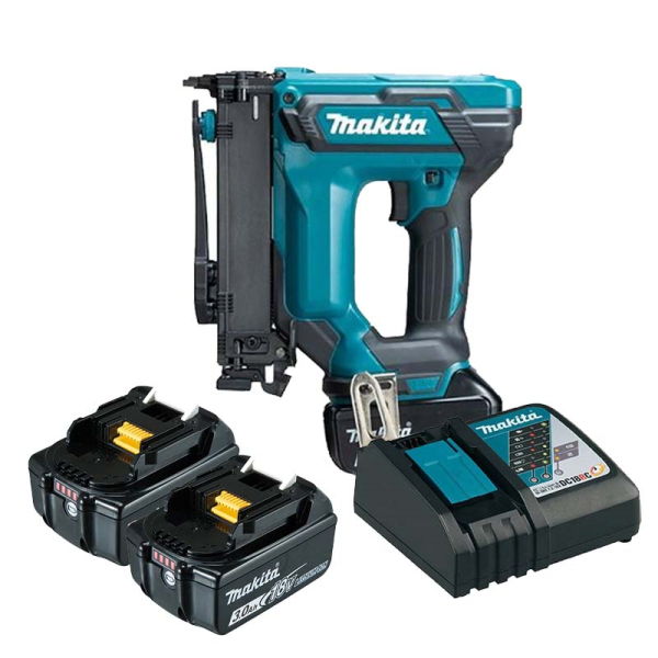 Máy bắn ghim dùng pin Makita DST121RFE (Sạc nhanh(DC18RC), 2 pin 3.0Ah(BL1830B))